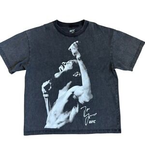 UFC Jon Jones Graphic T-Shirt Mens XL Black Acid Wash MMA Bones Signature Tee